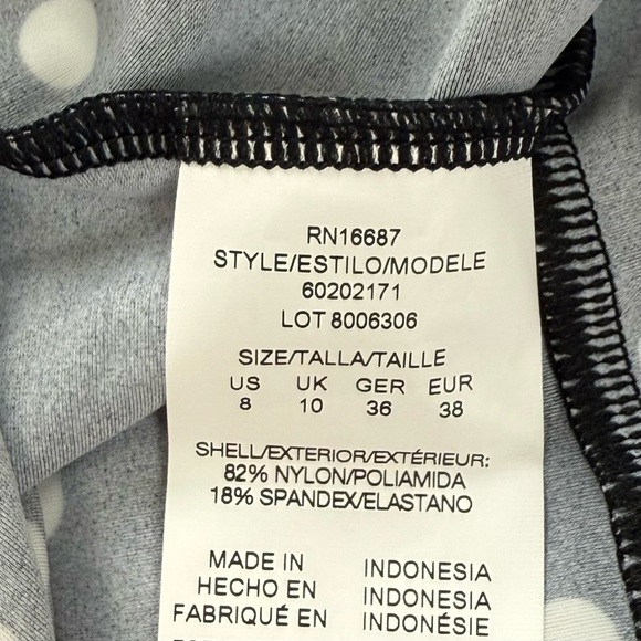 Swim Solutions Tankini Top 8 Black Polka Dot Bust Support D Cup - Princess Seam - Picture 6 of 9